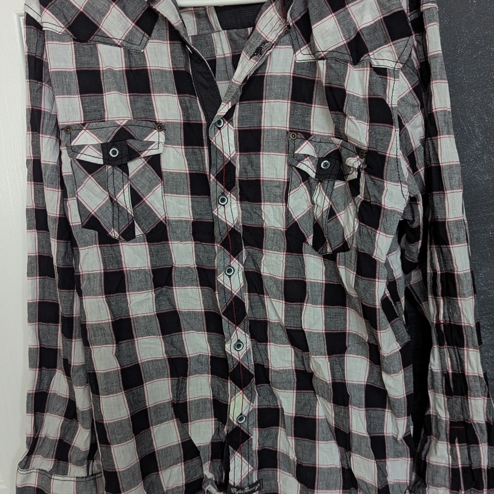 English Laundry Black and White Plaid Shirt